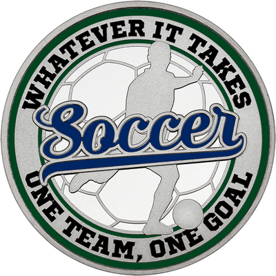 Navy Blue "Soccer" with Dark Green Outer Circular Borders